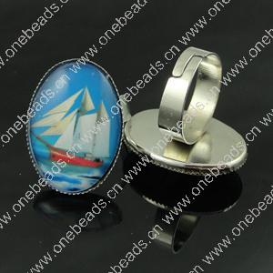 Rings, Zinc alloy settings with resin cameos,Head size:26x19mm, adjustable,Sold By PC