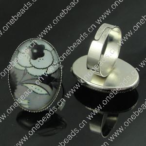 Rings, Zinc alloy settings with resin cameos,Head size:26x19mm, adjustable,Sold By PC