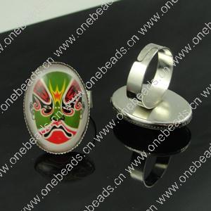 Rings, Zinc alloy settings with resin cameos,Head size:26x19mm, adjustable,Sold By PC