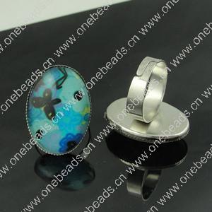 Rings, Zinc alloy settings with resin cameos,Head size:26x19mm, adjustable,Sold By PC