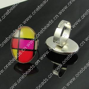 Rings, Zinc alloy settings with resin cameos,Head size:26x19mm, adjustable,Sold By PC