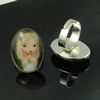 Rings, Zinc alloy settings with resin cameos,Head size:26x19mm, adjustable,Sold By PC
