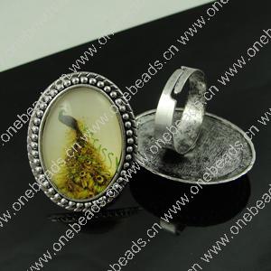 Rings, Zinc alloy settings with resin cameos,Head size:32x25mm, adjustable,Sold By PC