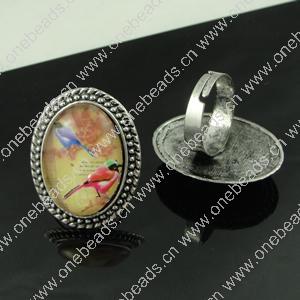 Rings, Zinc alloy settings with resin cameos,Head size:32x25mm, adjustable,Sold By PC