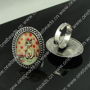 Rings, Zinc alloy settings with resin cameos,Head size:32x25mm, adjustable,Sold By PC