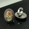 Rings, Zinc alloy settings with resin cameos,Head size:32x25mm, adjustable,Sold By PC