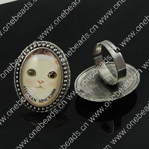 Rings, Zinc alloy settings with resin cameos,Head size:32x25mm, adjustable,Sold By PC