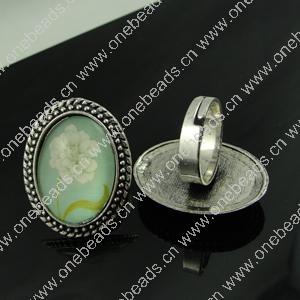 Rings, Zinc alloy settings with resin cameos,Head size:32x25mm, adjustable,Sold By PC