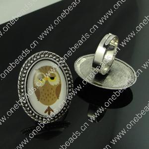 Rings, Zinc alloy settings with resin cameos,Head size:32x25mm, adjustable,Sold By PC