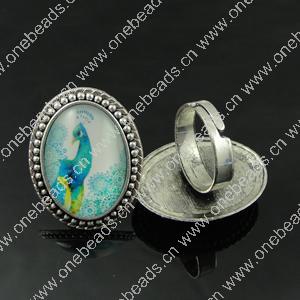 Rings, Zinc alloy settings with resin cameos,Head size:32x25mm, adjustable,Sold By PC