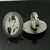 Rings, Zinc alloy settings with resin cameos,Head size:32x25mm, adjustable,Sold By PC