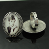 Rings, Zinc alloy settings with resin cameos,Head size:32x25mm, adjustable,Sold By PC