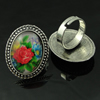 Rings, Zinc alloy settings with resin cameos,Head size:32x25mm, adjustable,Sold By PC