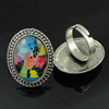 Rings, Zinc alloy settings with resin cameos,Head size:32x25mm, adjustable,Sold By PC
