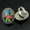 Rings, Zinc alloy settings with resin cameos,Head size:32x25mm, adjustable,Sold By PC