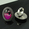 Rings, Zinc alloy settings with resin cameos,Head size:32x25mm, adjustable,Sold By PC