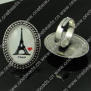 Rings, Zinc alloy settings with resin cameos,Head size:32x25mm, adjustable,Sold By PC