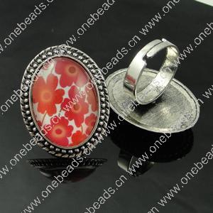 Rings, Zinc alloy settings with resin cameos,Head size:32x25mm, adjustable,Sold By PC