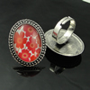 Rings, Zinc alloy settings with resin cameos,Head size:32x25mm, adjustable,Sold By PC