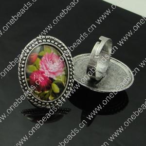 Rings, Zinc alloy settings with resin cameos,Head size:32x25mm, adjustable,Sold By PC