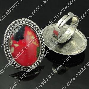 Rings, Zinc alloy settings with resin cameos,Head size:32x25mm, adjustable,Sold By PC