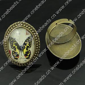 Rings, Zinc alloy settings with resin cameos,Head size:32x25mm, adjustable,Sold By PC