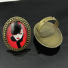 Rings, Zinc alloy settings with resin cameos,Head size:32x25mm, adjustable,Sold By PC