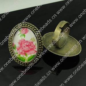 Rings, Zinc alloy settings with resin cameos,Head size:32x25mm, adjustable,Sold By PC