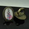 Rings, Zinc alloy settings with resin cameos,Head size:32x25mm, adjustable,Sold By PC