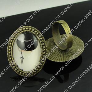 Rings, Zinc alloy settings with resin cameos,Head size:32x25mm, adjustable,Sold By PC