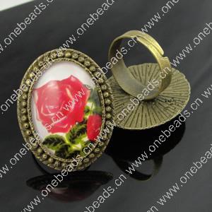 Rings, Zinc alloy settings with resin cameos,Head size:32x25mm, adjustable,Sold By PC