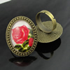 Rings, Zinc alloy settings with resin cameos,Head size:32x25mm, adjustable,Sold By PC
