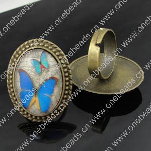 Rings, Zinc alloy settings with resin cameos,Head size:32x25mm, adjustable,Sold By PC