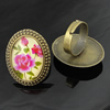 Rings, Zinc alloy settings with resin cameos,Head size:32x25mm, adjustable,Sold By PC