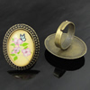 Rings, Zinc alloy settings with resin cameos,Head size:32x25mm, adjustable,Sold By PC