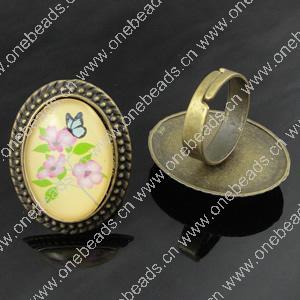 Rings, Zinc alloy settings with resin cameos,Head size:32x25mm, adjustable,Sold By PC