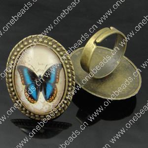 Rings, Zinc alloy settings with resin cameos,Head size:32x25mm, adjustable,Sold By PC