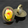 Rings, Zinc alloy settings with resin cameos,Head size:32x25mm, adjustable,Sold By PC