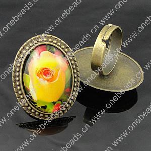 Rings, Zinc alloy settings with resin cameos,Head size:32x25mm, adjustable,Sold By PC