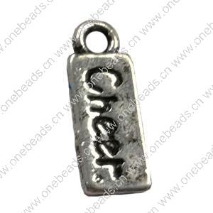 Pendant. Fashion Zinc Alloy jewelry findings. Rectangle 19x8mm. Sold by Bag