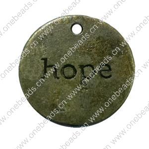Pendant. Fashion Zinc Alloy jewelry findings. Flat Round 18x18mm. Sold by Bag