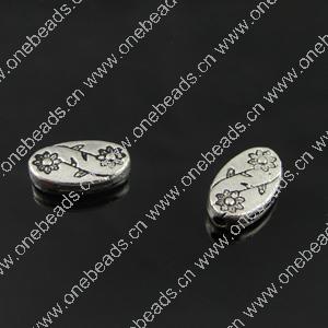 Beads. Fashion Zinc Alloy jewelry findings. Flat Oval 11x8mm，Hole size:1mm. Sold by Bag