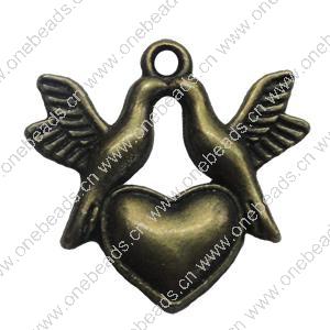 Pendant. Fashion Zinc Alloy Jewelry Findings. Heart 22x21mm. Sold by Bag 