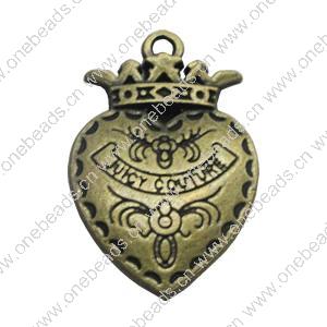 Pendant. Fashion Zinc Alloy Jewelry Findings. Heart 32x20mm. Sold by Bag 