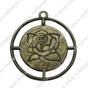 Pendant. Fashion Zinc Alloy Jewelry Findings. Flower 33x30mm，Sold by Bag 