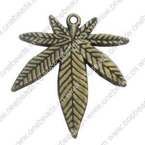 Pendant. Fashion Zinc Alloy Jewelry Findings. Leaf 26x22mm，Sold by Bag 