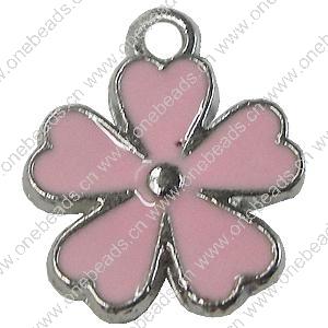 Zinc Alloy Enamel Pendant. Fashion Jewelry Findings. Flower 17x14mm. Sold by Bag