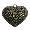 Hollow Bali Pendant. Fashion Zinc Alloy Jewelry Findings. Heart 36.5x39x16mm. Sold by PC