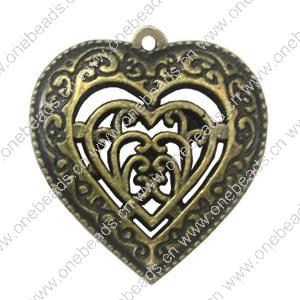 Hollow Bali Pendant. Fashion Zinc Alloy Jewelry Findings. Heart 28x26.5mm. Sold by Bag	