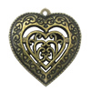 Hollow Bali Pendant. Fashion Zinc Alloy Jewelry Findings. Heart 28x26.5mm. Sold by Bag	
